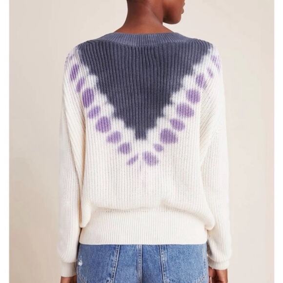 Anthropologie T.La Dahlia Tie Dye Crew Neck Sweater Thick Knit Chunky Size S - Picture 4 of 10